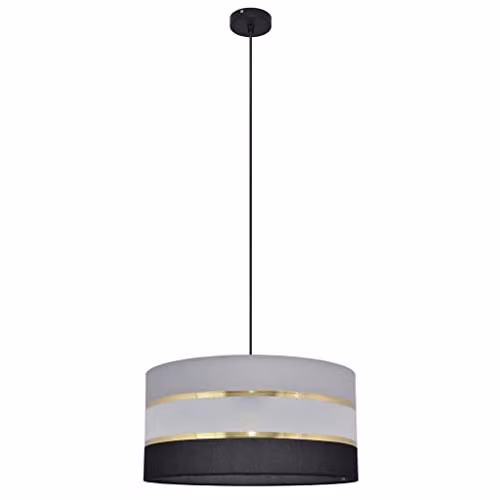 Netlighting Helam Cylindrical Pendant Ceiling Light in Black, Gold and Grey, Diameter: 40 cm