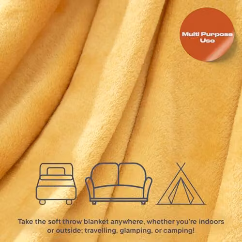 Brentfords Yellow Fluffy Fleece Blanket, W/D/H: 150 x 200 cm – 3