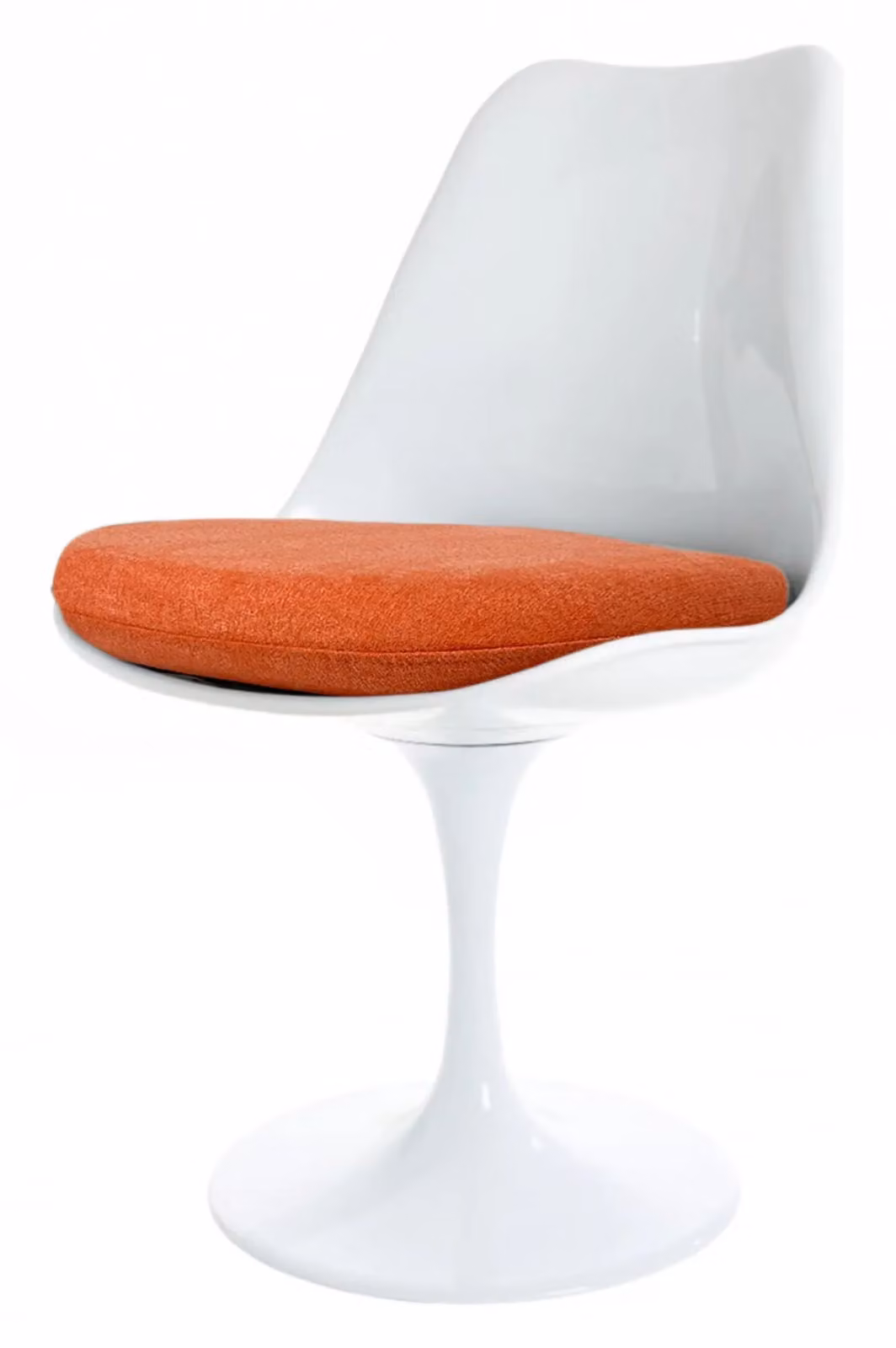 Fusion Living White Tulip Swivel Dining Chair with Orange Velvet Cushion – 2