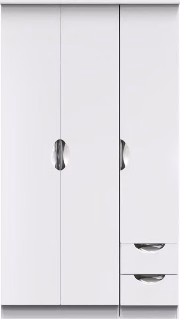 2 U Holborn Ready Assembled Tall Triple Plain Wardrobe with Drawer in White
