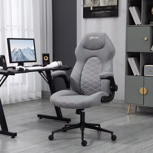 Vinsetto High Back Home Office Task Chair in Grey with Headrest and Armrests