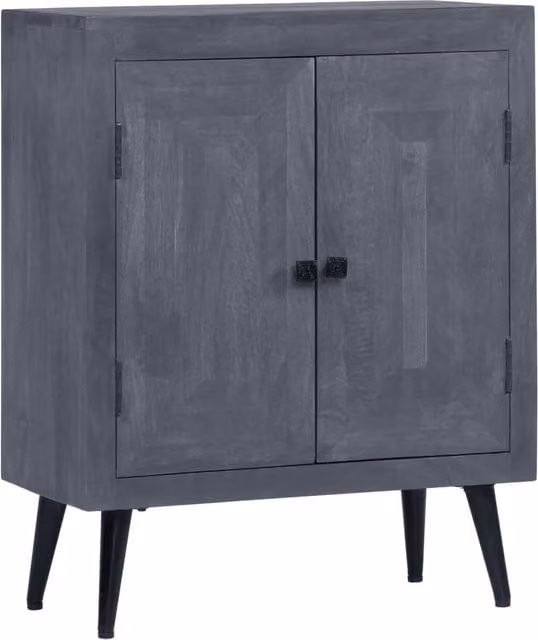 Berkfield Home Solid Mango Wood Sideboard in Grey, W/D/H: 60 x 30 x 76 cm