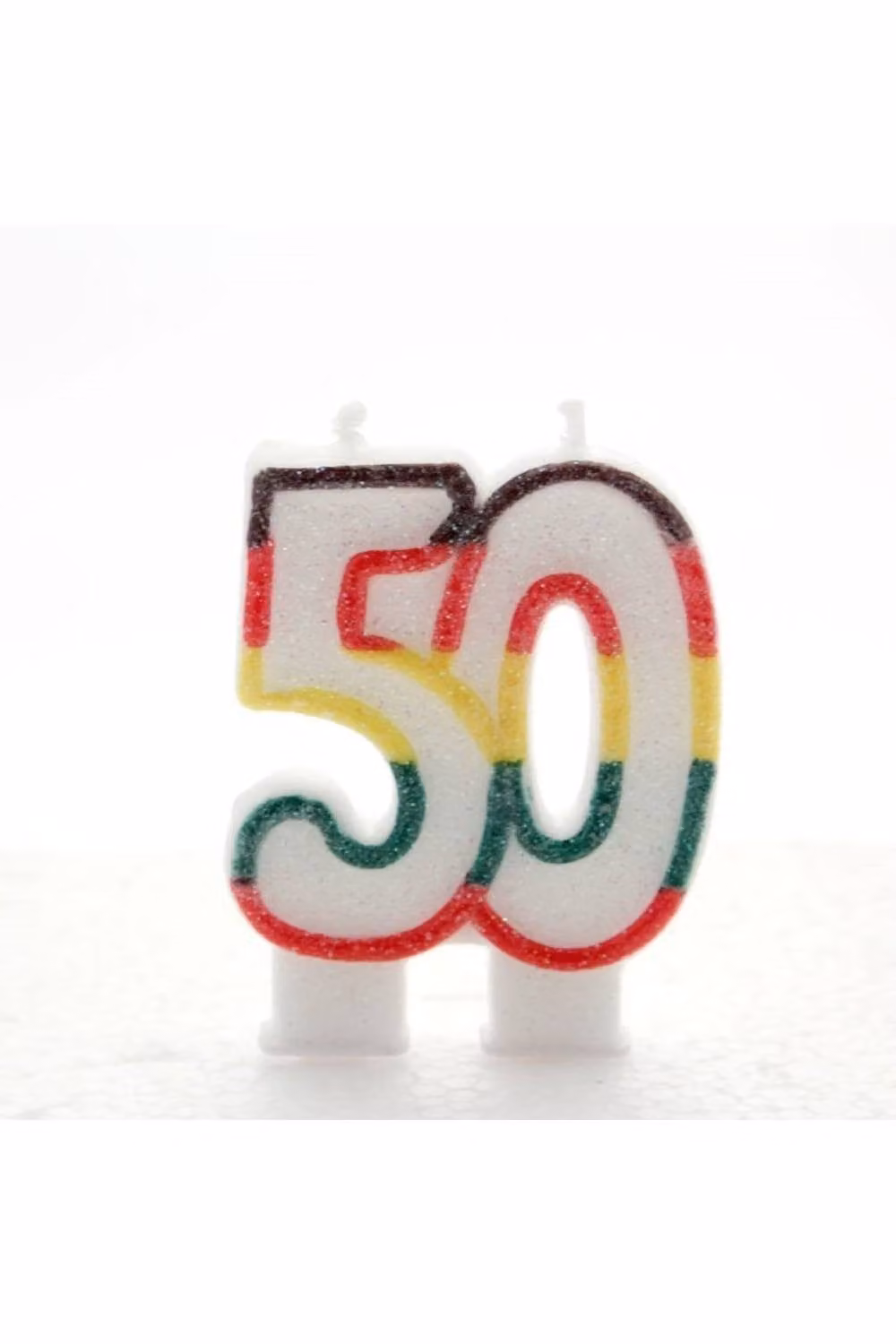 KDMD Pack of 6 White Wax Birthday Candles for Age 50 – 2