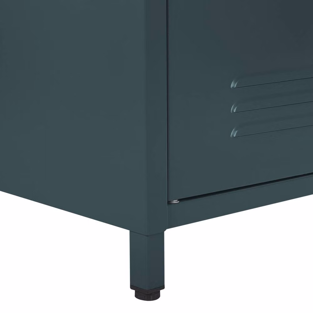 Wyld Haus Industrial Grey Metal Freestanding Wardrobe with Hinged Doors, Hanging Rod and Internal Shelves – 5