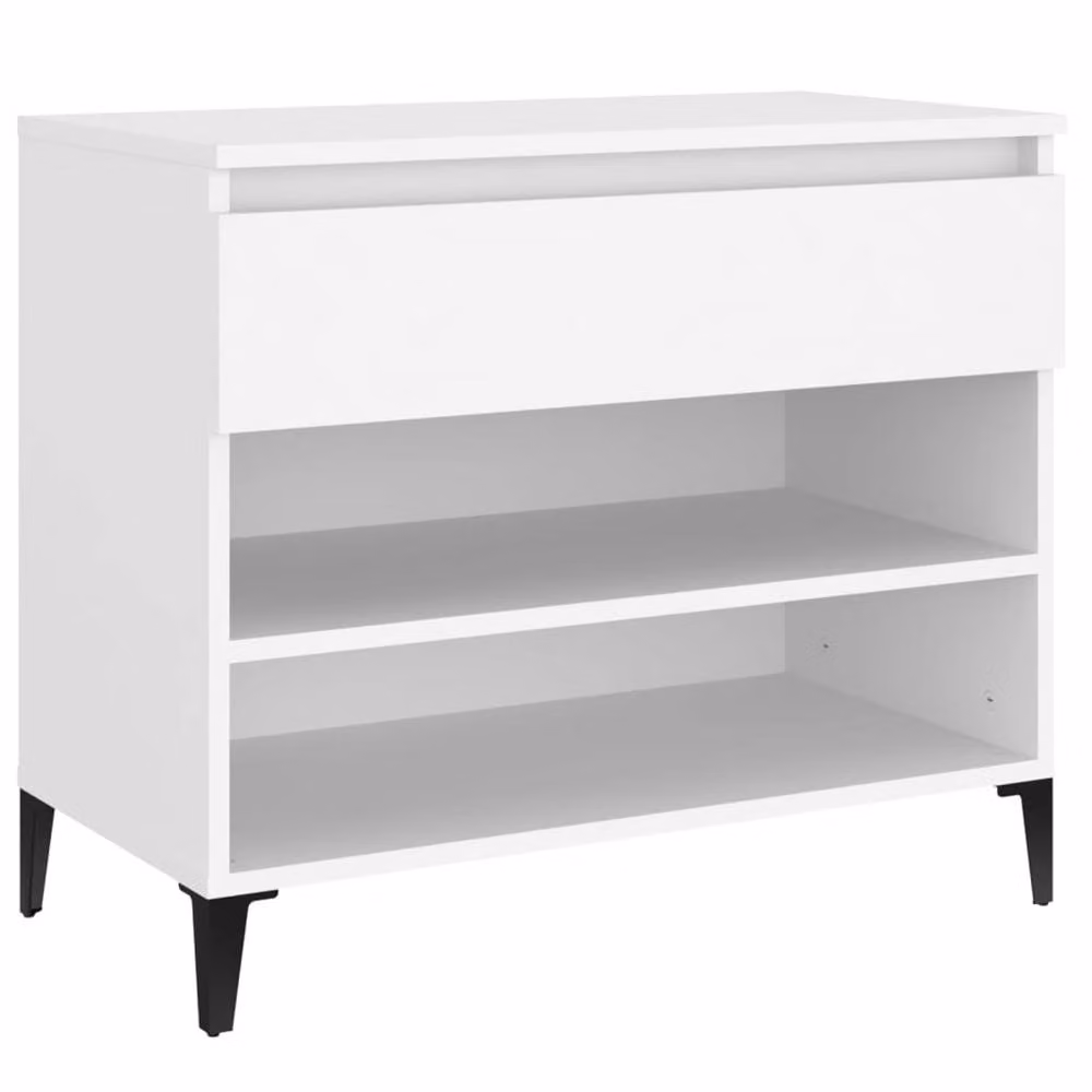 Berkfield Home Modern White Shoe Cabinet with Doors and Open Shelf, W/D/H: 70 x 36 x 60 cm – 2