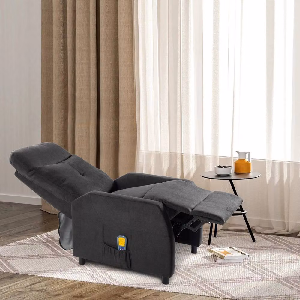 KORVIXA Electric Massage Heat Recliner Armchair in Grey Fabric with Metal Frame – 4
