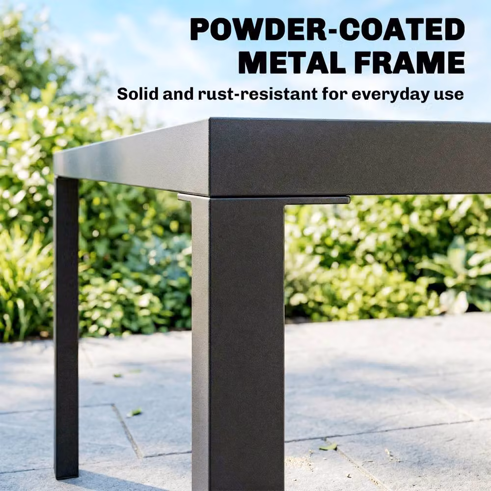 OUTSUNNY 5 Piece Modern Garden Dining Set with Black HDPE Table – 4
