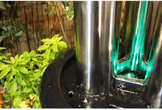 Tranquility Solar Powered Stainless Steel Tube Water Feature, Grey, Height: 137 cm