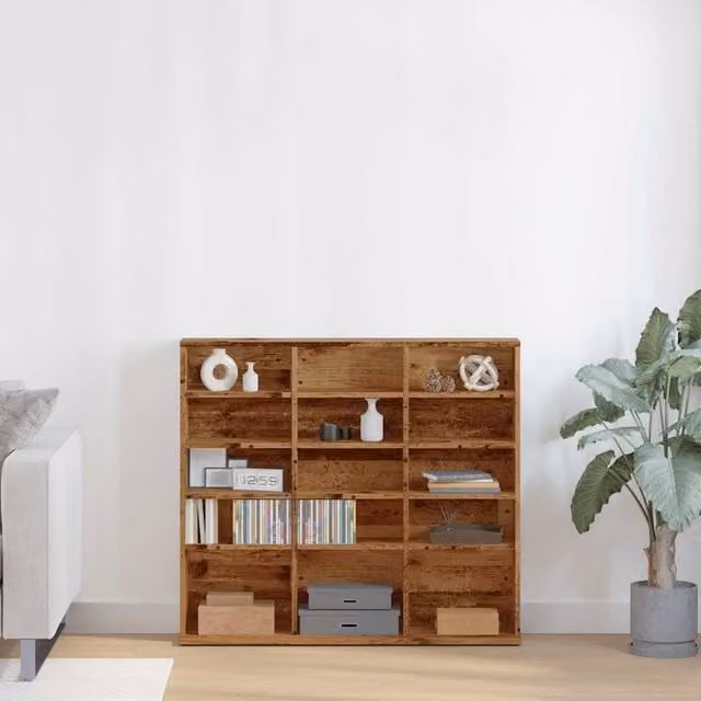 Berkfield Home Sturdy CD Cabinet in Brown Old Wood, W/D/H: 100 x 23 x 89.5 cm – 1