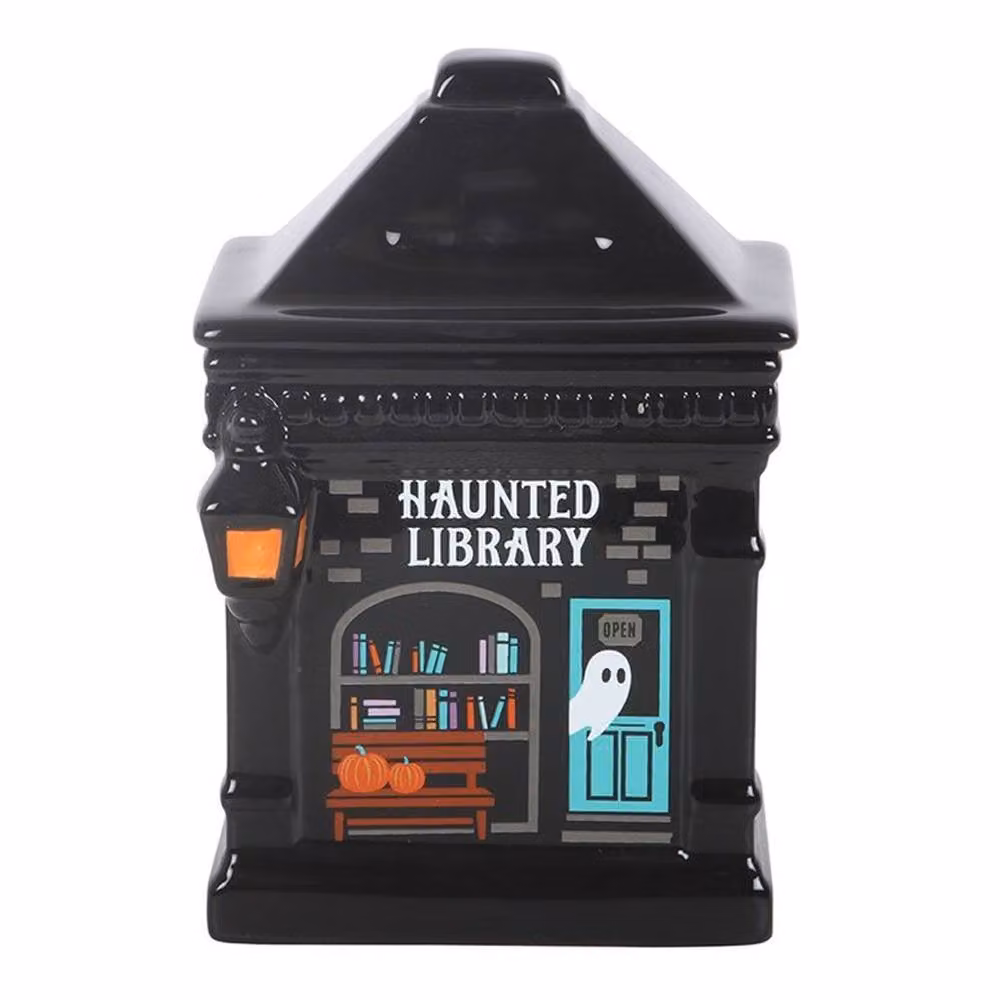 Uniqueful Haunted Library Ceramic Oil Burner in Black for Tealights – 3