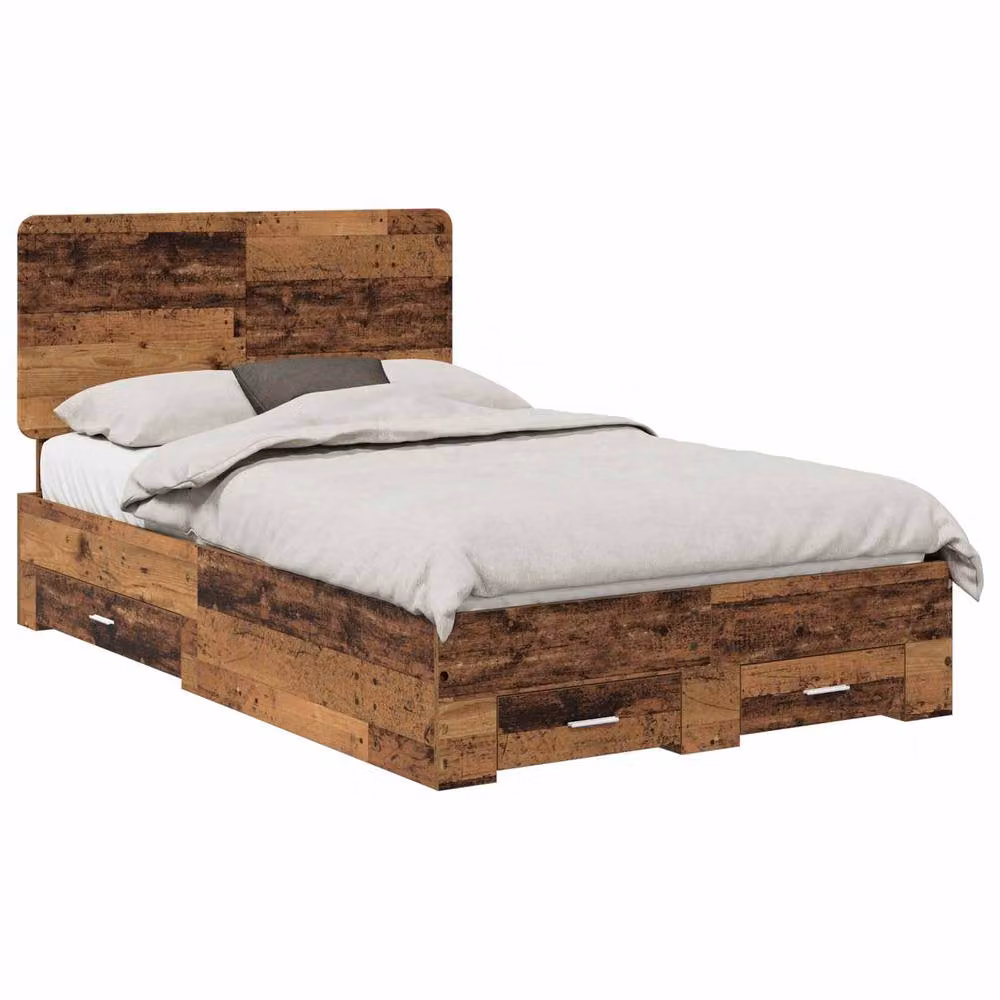 Berkfield Home Modern Bed Frame with Headboard and Drawers in Brown Engineered Wood W/D/H: 120 x 190 cm – 2