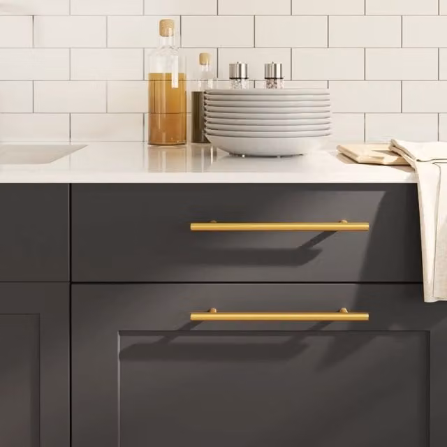 Berkfield Home Gold Stainless Steel Bar Cabinet Handles, 5 Pack, Length: 192 mm – 1