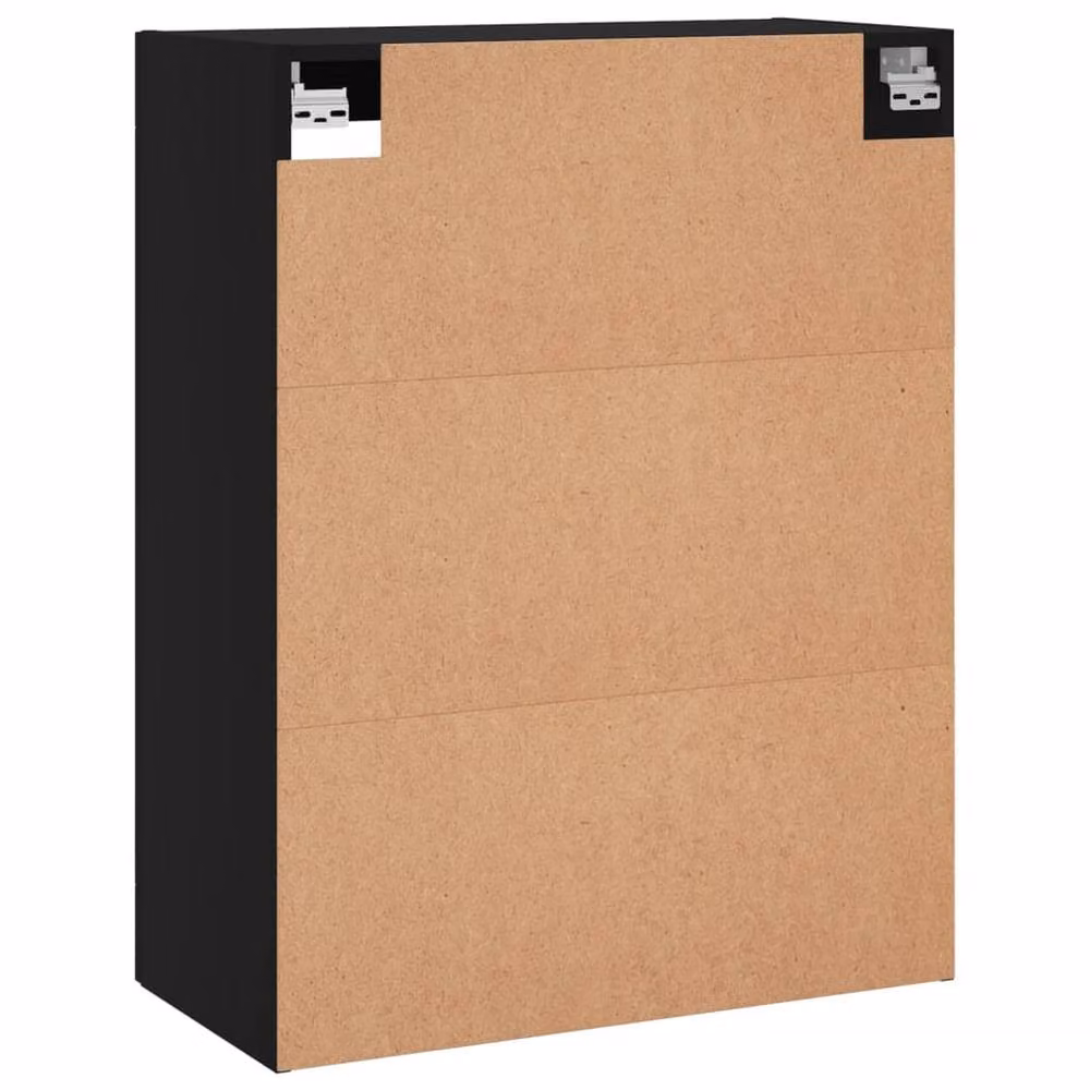 Berkfield Home Set of 2 Wall Mounted Cabinets in Black with Glass Doors and Internal Shelves – 4