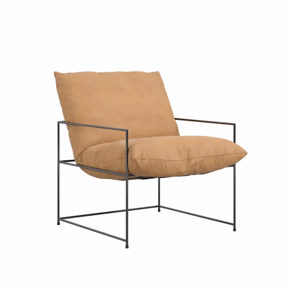 Wyld Haus Drogheda Tan Houseweave Accent Chair with Matt Black Metal Frame in Brown – 2