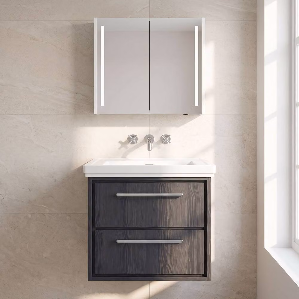 Balterley Wall Hung 2 Drawer Bathroom Vanity Unit with Basin, Graphite Grey, W/D/H: 63 x 47.1 x 60.5 cm – 2