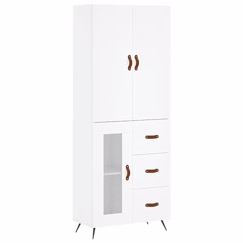 vidaXL Modern White Highboard Sideboard with Doors and Drawers for Bedroom or Living Room, W/D/H: 180 x 69.5 x 34 cm – 1