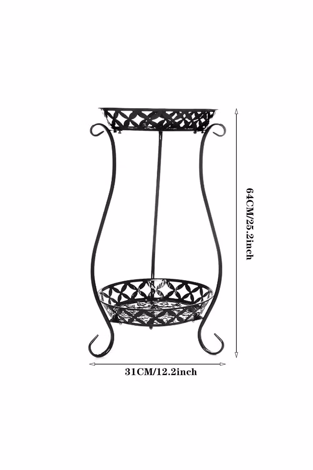 Living and Home 2 Tier Tall Vintage Metal Plant Stand in Matt Black – 2