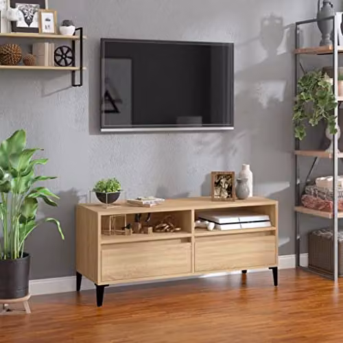 vidaXL TV Cabinet in Brown Sonoma Oak, W: 100 cm, D: 44.5 cm, H: 44.5 cm