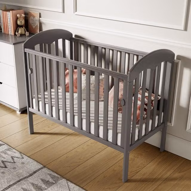 Viculii Lilibet Modern Baby Cot in Grey Solid Pine Wood
