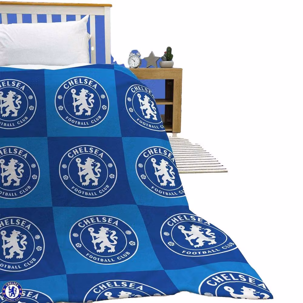 Chelsea FC Blue Checked Polyester Fleece Baby Blanket – 3