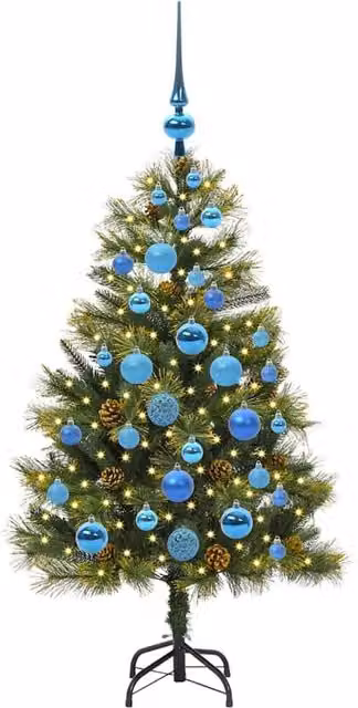 Berkfield Home Realistic Artificial Hinged Christmas Tree with Cones, Green, Height: 120 cm – 1