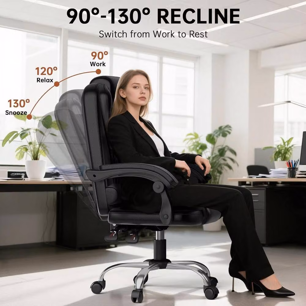 Gartistgo Executive High Back Ergonomic PU Leather Office Chair with Footrest and Headrest in Black – 4