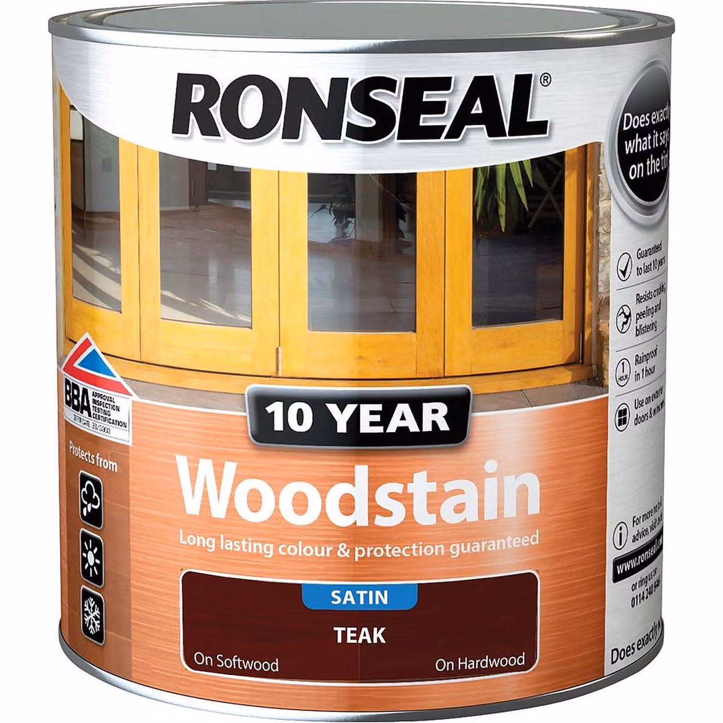 Ronseal Teak Woodstain, 2.5L, Brown, Weatherproof and Water Repellent – 4