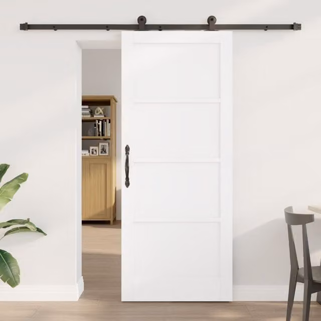 Berkfield Home Orkdal Modern White Lacquered Solid Wood Pine Sliding Door with Hardware Set