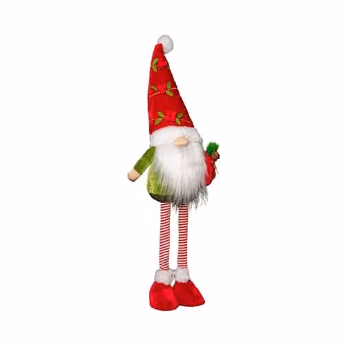 Samuel Alexander 71cm Standing Christmas Gonk with Santa Hat and Extendable Legs in Red and Green – 1