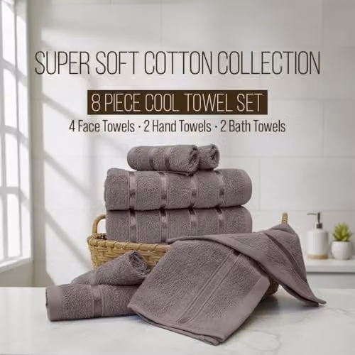 Smart Living 8 Piece Luxury Cotton Towel Set in Grey – 4