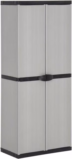 Berkfield Home Garden Storage Cabinet with 3 Shelves, Grey and Black, W/D/H: 68 x 40 x 168 cm