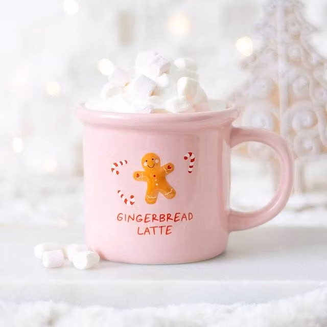 Uniqueful Pink Gingerbread Latte Ceramic Mug, 550ml