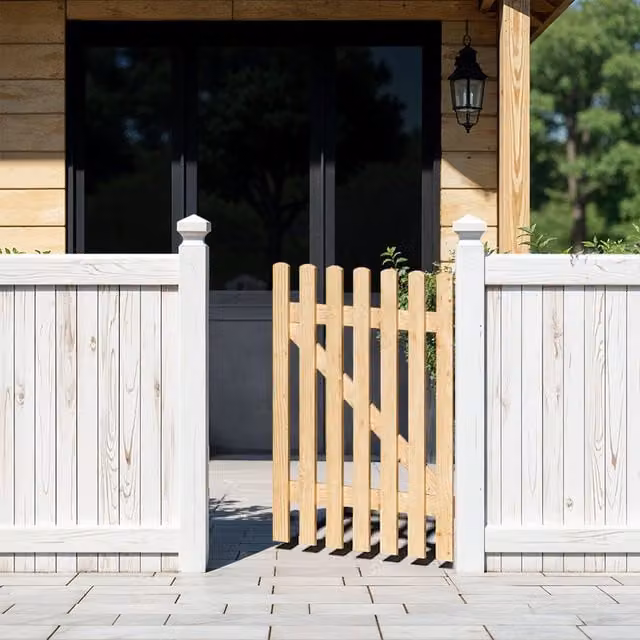 Darphe Brown Wooden Garden Swing Gate, Width: 120 cm