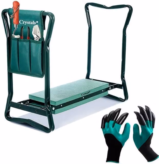 Crystals Portable Foldable Gardening Kneeler Pad in Dark Green – 1
