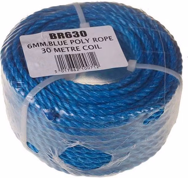 Universal Textiles Blue Plastic Coated Poly Rope, 6 mm, 30 m – 1