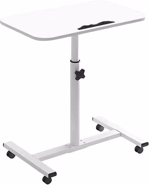 Kelvenix Height Adjustable Mobile Over Bed Chair Table in White