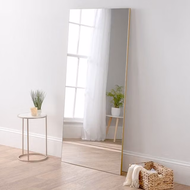 Yearn Minimalist Full Length Wall Mirror in Gold
