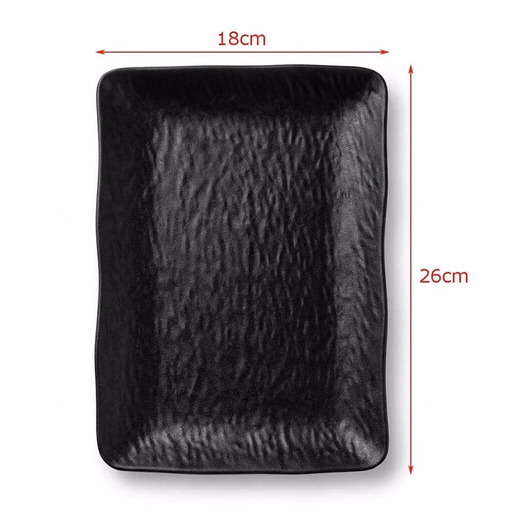 Pawnora Black Plastic Rectangle Dinner Plate, W: 26 cm, D: 18 cm – 2