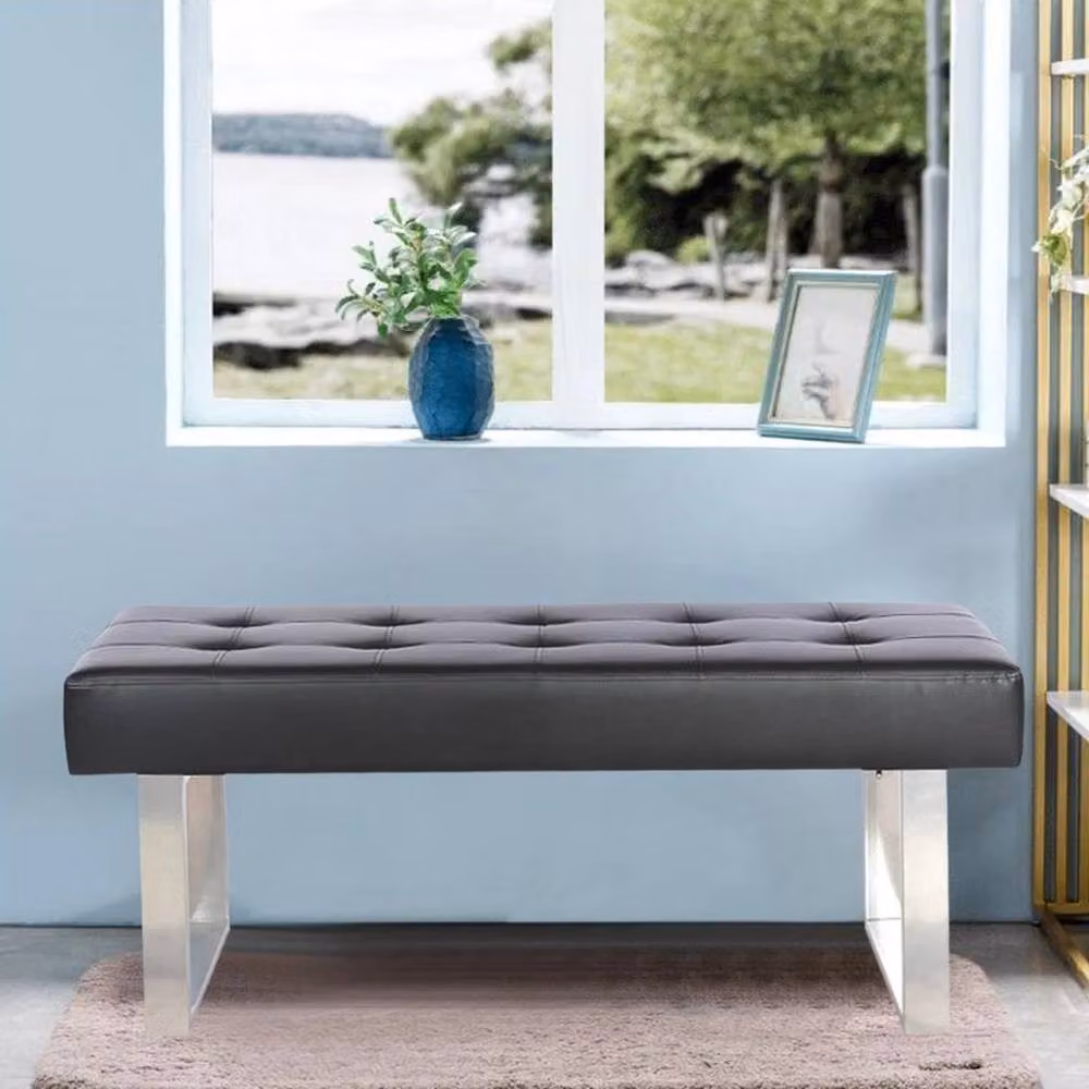 EONLION Black PU Leather Straight Dining Bench, Width: 100 cm – 4