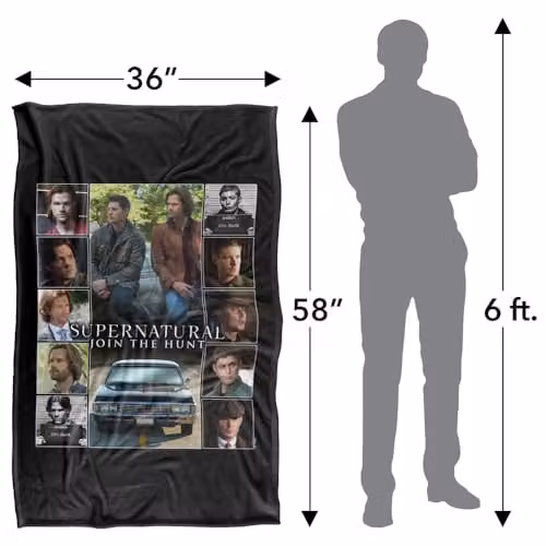 Warner Bros. Supernatural Sam Dean Squares Silky Touch Super Soft Fleece Throw Blanket, Multicolour, W/D/H: 91 x 147 cm – 4