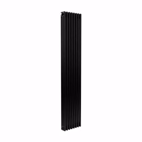 Lux Heat Black Vertical 3 Column Traditional Steel Radiator, H 180 cm x W 38 cm
