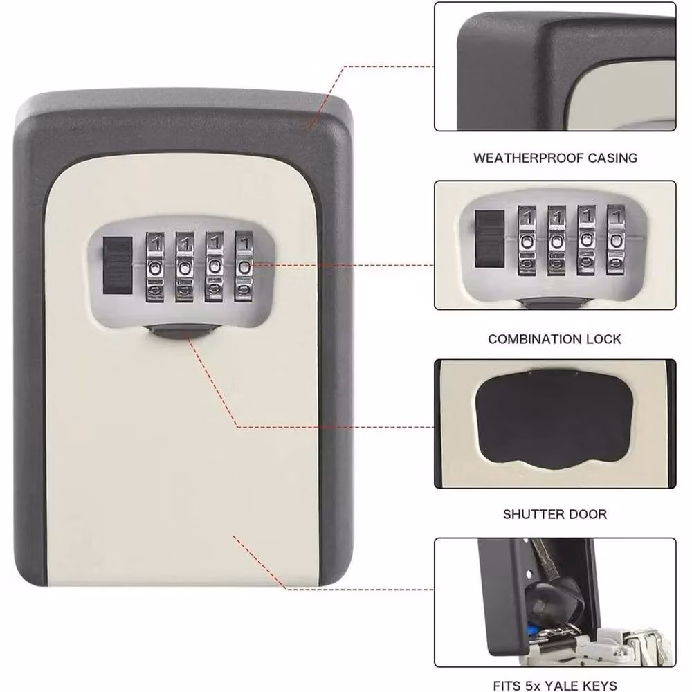 Kelvenix 4-Digit Combination Wall Mounted Key Safe Box in Dark Grey – 5