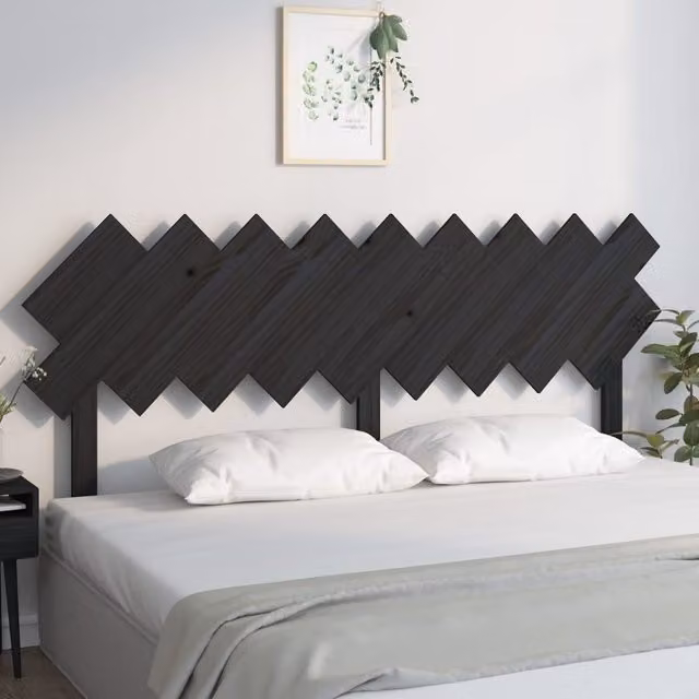 Berkfield Home Rustic Solid Pine Bed Headboard, Black, W: 178 cm, D: 3 cm, H: 80.5 cm
