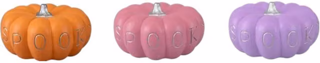 Garden Greatness Set of 3 Terracotta Ceramic Halloween Pumpkins in Orange and Silver