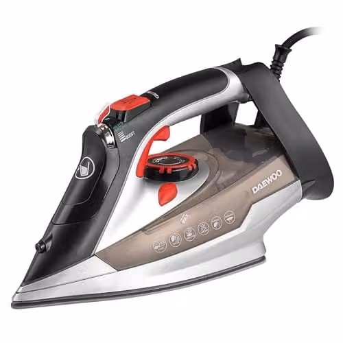 Daewoo Power Glide 3000W Steam Iron with Ceramic Soleplate and Anti-Calc Function, Black