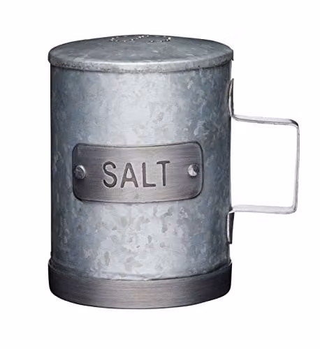 KitchenCraft Refillable Industrial Style Salt Shaker in Silver, W: 9 cm, D: 7 cm, H: 1 cm