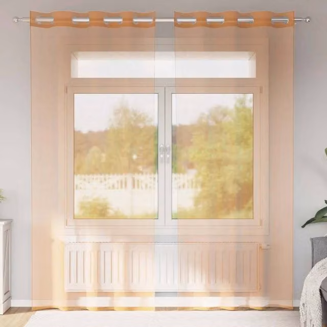 Berkfield Home Voile Fabric Panel Curtains with Eyelets, 2 Pack, Orange