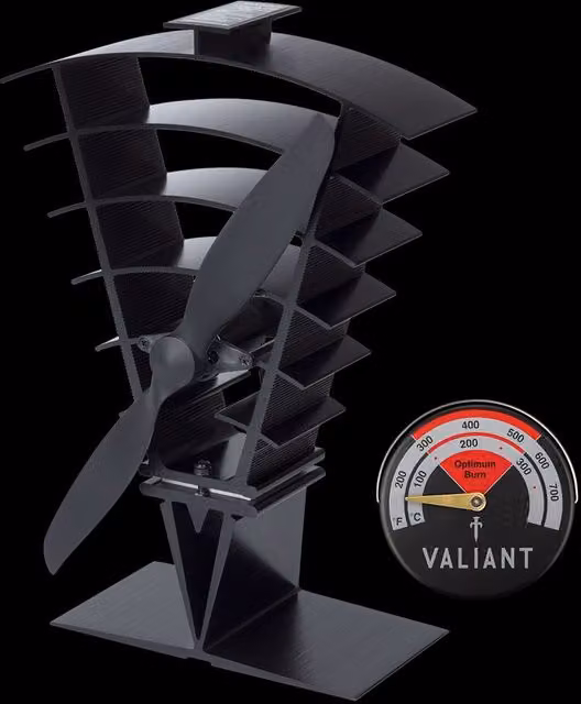 Vaillant Vanquish Stove Fan and Magnetic Thermometer in Black