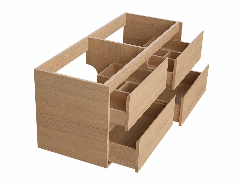 Vente-unique MILIPAM Suspended Oak Veneer Vanity Unit in Light Oak, W: 150 cm, D: 50 cm, H: 45 cm – 2