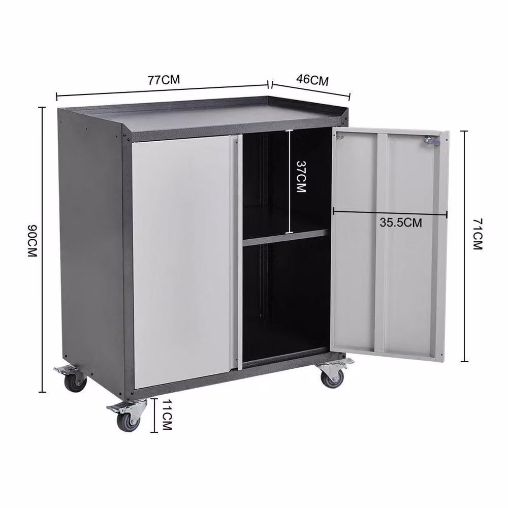 Kelvenix Metal Storage Cabinet with 2 Hinged Doors in Grey Matt – 2